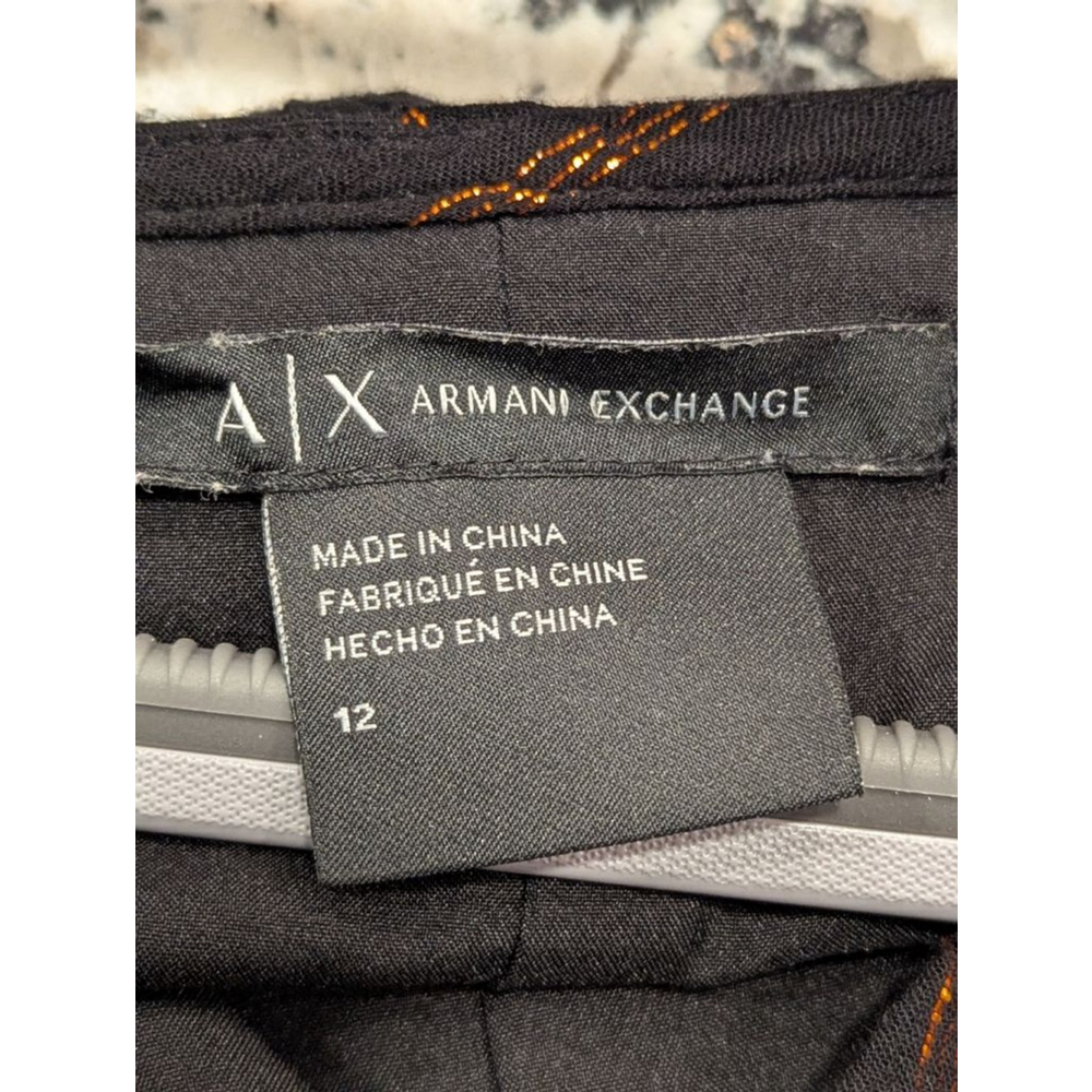 Women's Armani Exchange Black & Orange Striped Short Sleeve Dress Size 12 - Picture 8 of 9